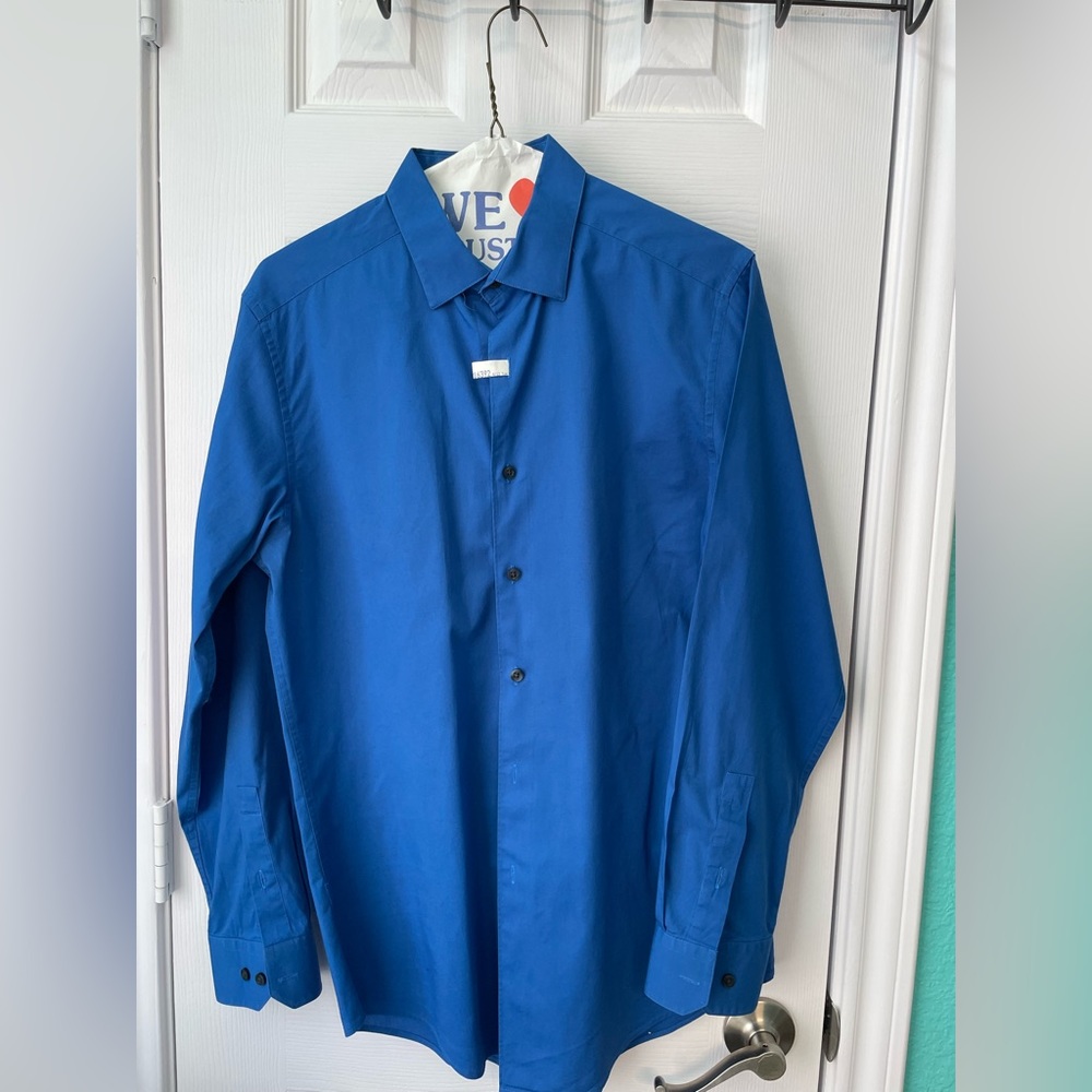 Alfani slim fit stretch size small 14-141/2 solid color long sleeves men shirt